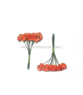 Pomo De 12 Flores De Papel Naranja Cada Flor Mide 1,5 Cms. De Diametro - colores para