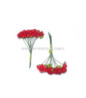 Pomo De 12 Flores De Papel Rojo Cada Flor Mide 1,5 Cms. De Diametro - colores para