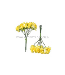 Pomo 12 Flores De Papel Amarillo Cada Flor Mide 1,5 Cms. - colores para