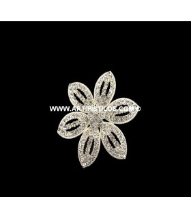 BROCHE FLOR 6 PICOS STRASS