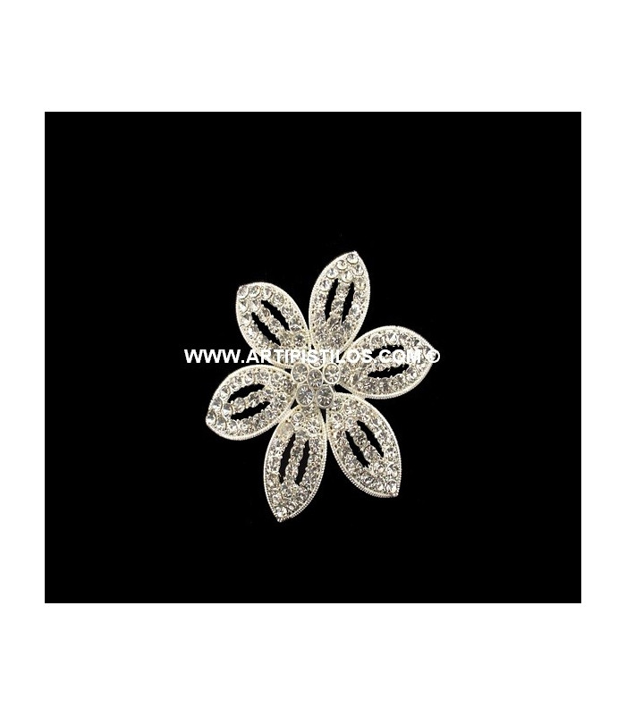 BROCHE FLOR 6 PICOS STRASS