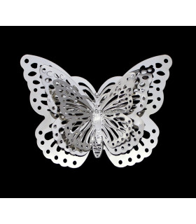 Mariposa Metalica 8,5 X 6 Cms. Plata 8,5 X 6 Cms. - tocados para