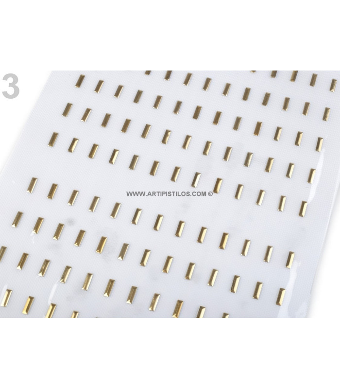 METALLIC RECTANGULAR HOT FIX 3 X 10 MM.