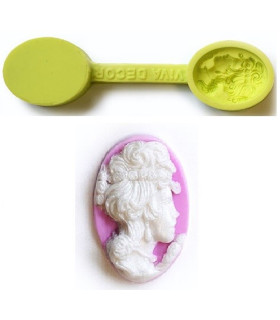 Molde De Silicona "camafeo Pequeño" Verde Diametro: 3 X 2 Cms. - modelado