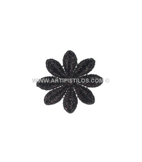 Aplicacion Flor Metalizada Negro 5 Cms. Diametro - de colores