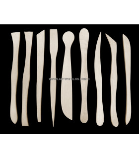 SET 9 PALILLOS DE MADERA PARA MODELAR