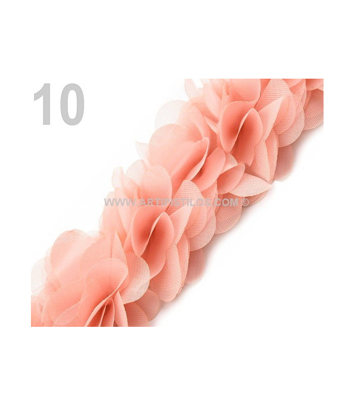 FABRIC FLOWERS ON FELT TAPE.