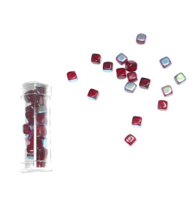 Perlas Cubo 8 Mm. Rojo 8 Mm.