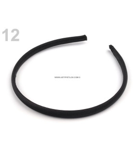 Diadema De Satén Negro Ancho: 1 Cm. - adornos