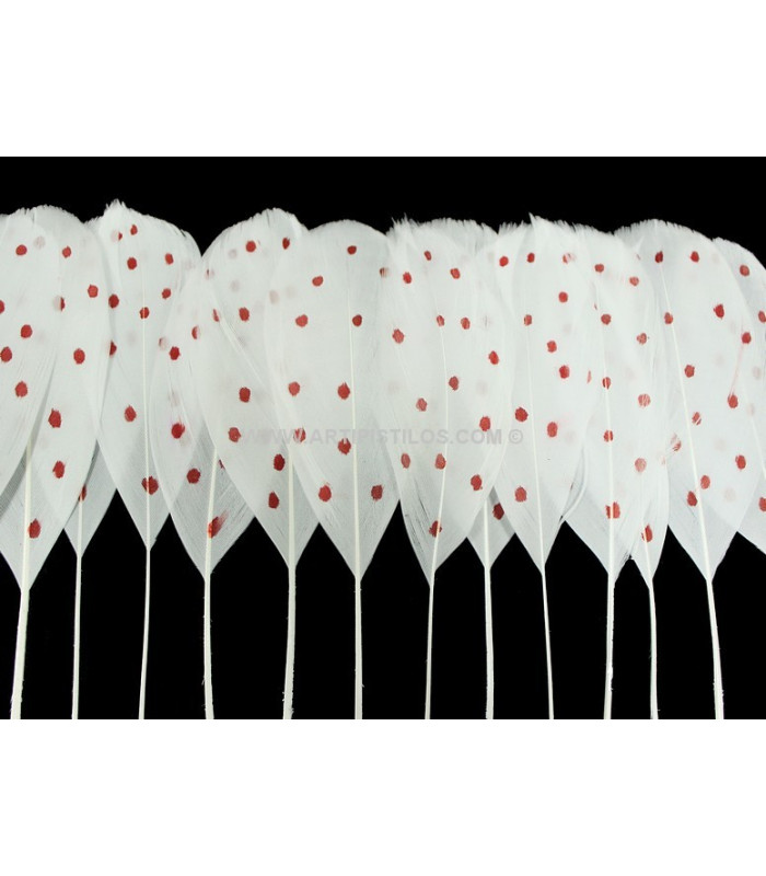 FLECO DE PLUMAS DE PATO CON MOTAS 25 CMS.