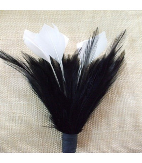 Montaje Plumas Ganso/antena Gallo Blanco/negro 13 X 15 Cms. - de colores