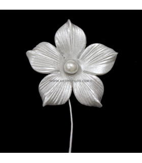Flor De Porcelana Prata Claro