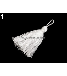 Borla Decorativa 55 Mm Blanco - sombreros