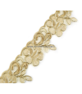 Cinta Organza Bordada Con Lurex Oro 1 Mt. X 58 Mm. - de algodón