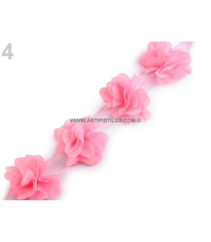 TIRA FLORES DE TUL 1 mt x 6 cm