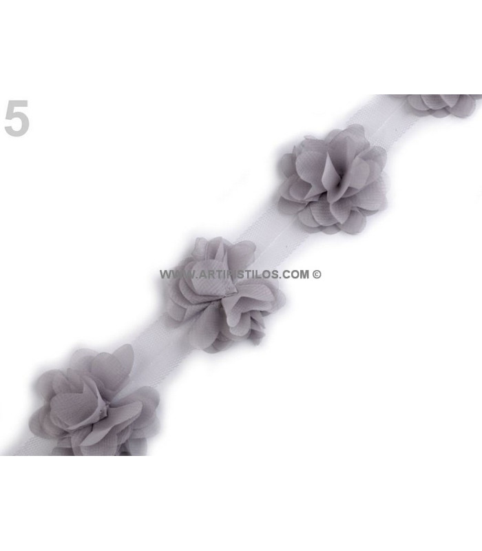 TIRA FLORES DE TUL 1 mt x 6 cm