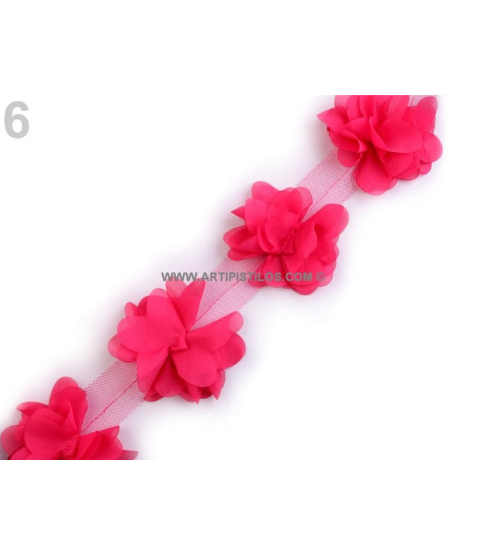 TIRA FLORES DE TUL 1 mt x 6 cm