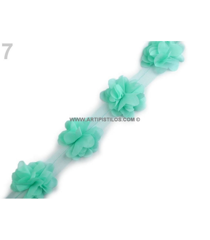 TIRA FLORES DE TUL 1 mt x 6 cm