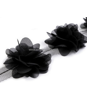 FLOWER TRIM ON TULLE 1 mt x 6 cm