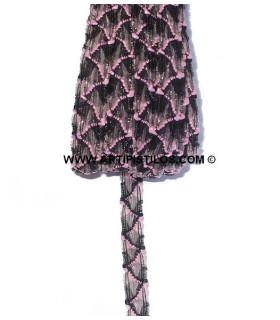 Trenza De Rafia Sintetica 15 Mm. De Ancho X 1 Metro De Largo Negro/rosa - colores para