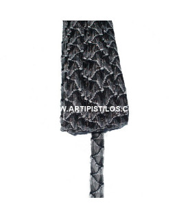 Trenza De Rafia Sintetica Negro/plata 15 Mm. De Ancho X 1 Metro De Largo - colores