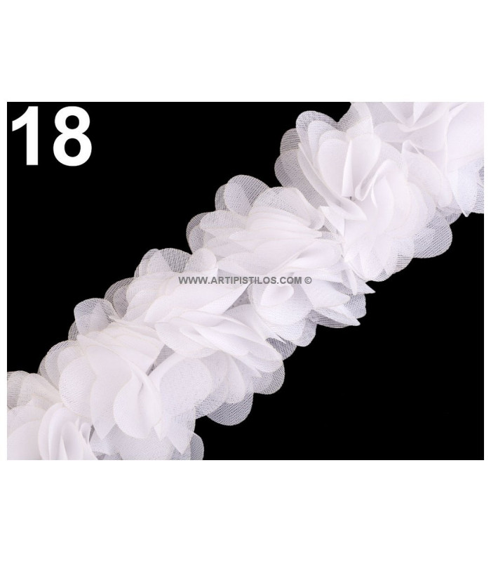 FABRIC FLOWERS ON FELT TAPE.
