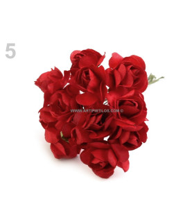 Pomo 12 Minirosas De Papel Rojo Diametro: 1,7 Cms. Tallo: 7 Cms. - la flor