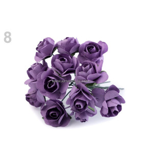 Pomo 12 Minirosas De Papel Morado Diametro: 1,7 Cms. Tallo: 7 Cms. - la flor