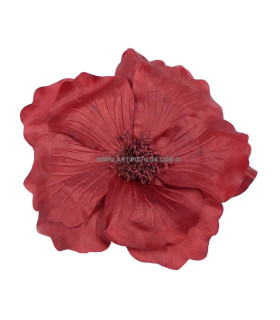 Flor De Tela "paradise" 20 Cm Burdeos - broche