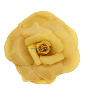 Flor De Tela "bruna" 16 Cm Diámetro Mostaza - broche