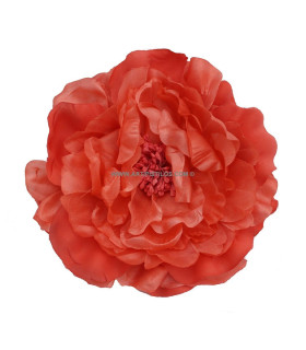 Flor De Tela "odele"  20 Cm Coral - broche