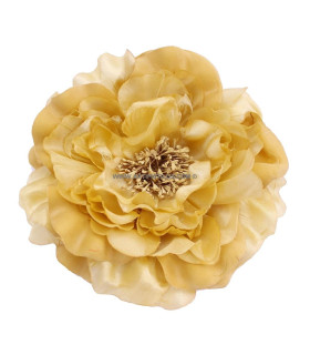 Flor De Tela "odele"  20 Cm Mostaza - broche