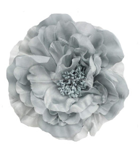 Flor De Tela "odele"  20 Cm Gris - broche