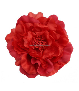 Flor De Tela "odele"  20 Cm Rojo - broche