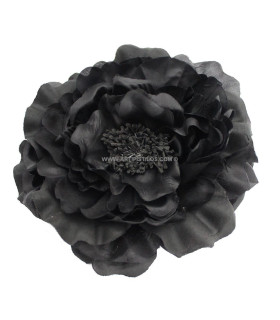 Flor De Tela "odele"  20 Cm Negro - broche