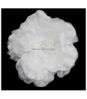 Flor De Tela "odele"  20 Cm Blanco - broche
