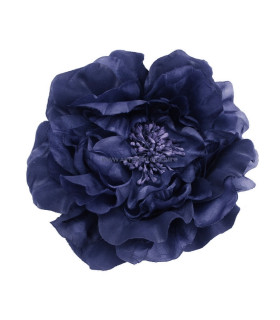 Flor De Tela "odele"  20 Cm Azul Marino - broche