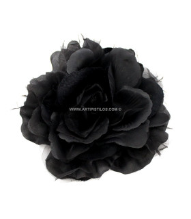 Flor De Tela "vega" 20 Cm Negro - broche