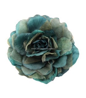 Flor De Tela "vega" 20 Cm Verde Botella - broche