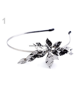 Diadema Metálica Con Hojas Plateado