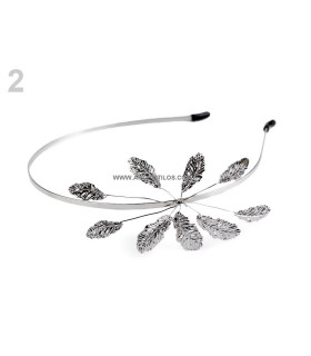 Diadema Metálica Con Hojas Plata
