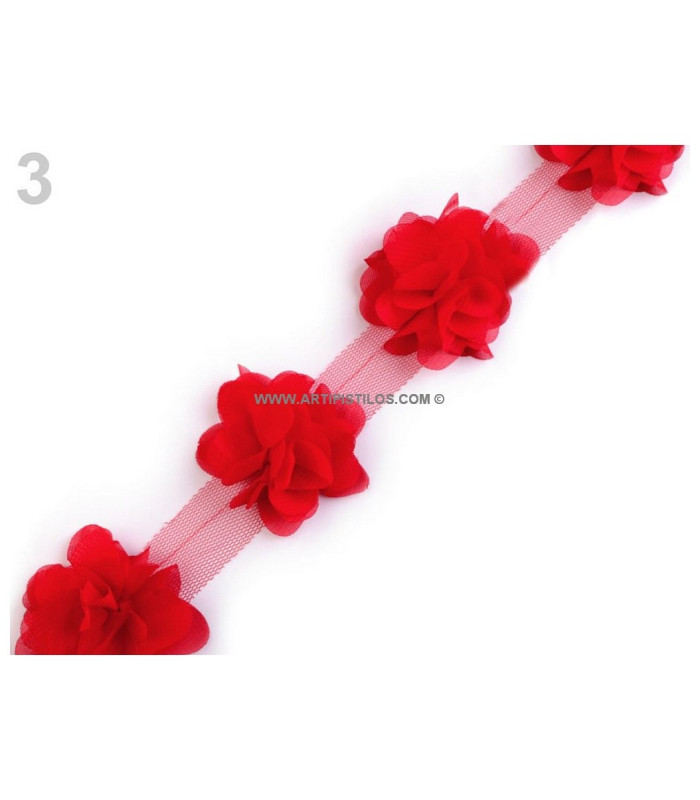 TIRA FLORES DE TUL 1 mt x 6 cm
