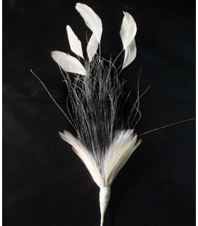 Pomo Plumas Pavo Real Quemado/plumas Y Antenas De Gallo Natural/negro 20 X 25 Cms. - color