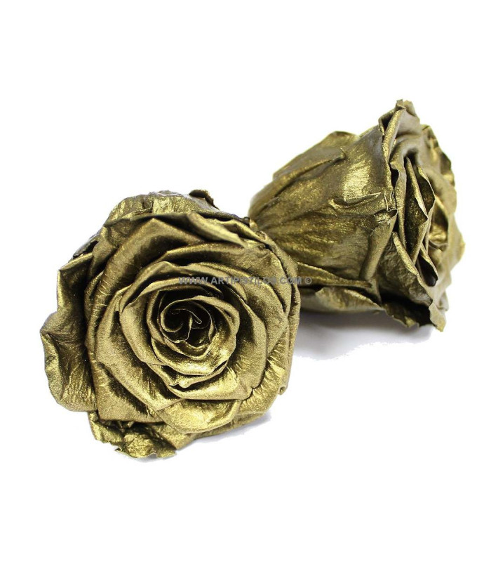 ROSAS PRESERVADAS METALIZADAS 7 X 6,5 CM