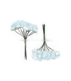 Pomo 12 Flores De Papel Azul Hielo Cada Flor Mide 1,5 Cms. - colores para