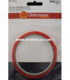 Cinta Adhesiva Doble Cara 12 Mm. Rojo 12 Mm. De Ancho X 4,5 Mts. - color
