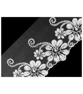 Bordado De Encaje Con Motivos Florales 1 M X 10 Cm Blanco - para novias
