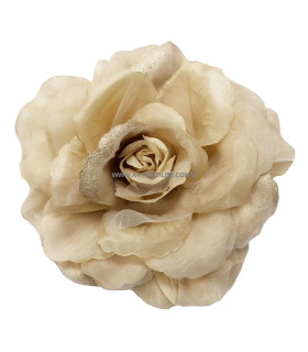 Flor De Tela "vega" 20 Cm Beige - broche