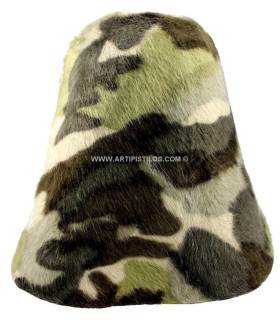 Cono Pelo De Conejo 100% A 1 Cara Animal Print 25 Cms. De Alto X 25 Cms. De Diametro Verde Militar - capelinas