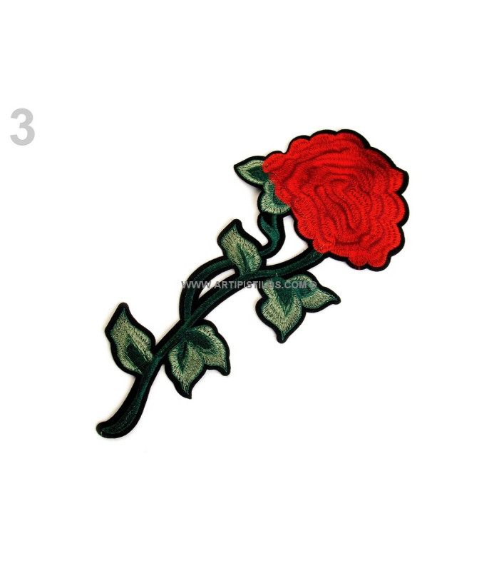 Application rose thermo-adhesive machine embroidered 14.5 x 16 cm